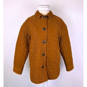 Madewell Quilted Walton Corduroy  Shirt Jacket Brown Orange M Chore Primaloftll